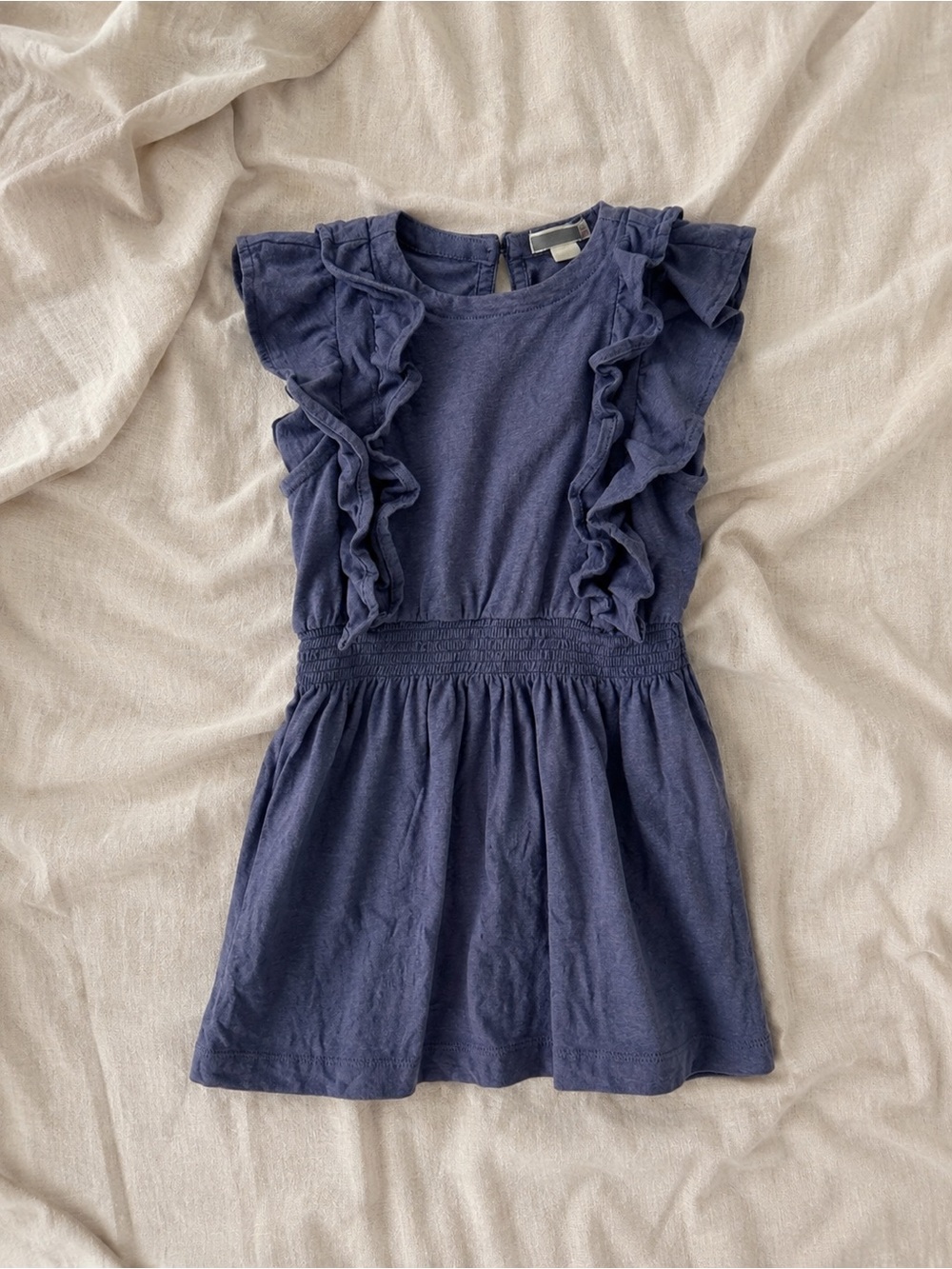 🐻 5/$15 Girls Navy Ruffle Cotton Blend Dress 2T